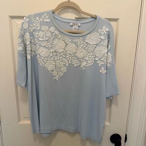 Joan Vass short sleeved embellished tee